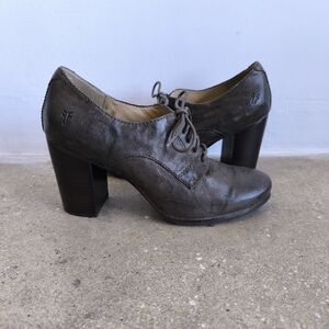 FRYE Carson Oxford Gray Leather Lace-Up Women's Heels Size 11